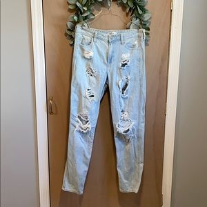 Hollister Light Super Distressed Straight Jeans